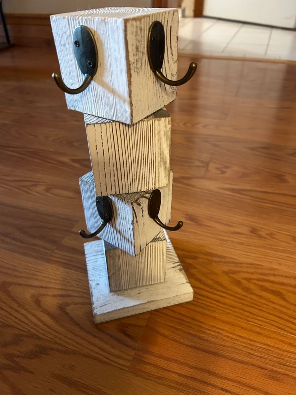 Rustic White Wooden Hook Rack